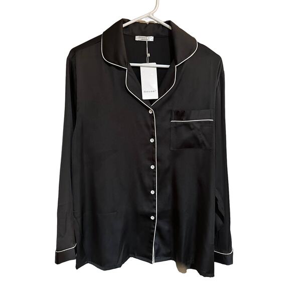 Ekouaer black pajama top NEW - Picture 6 of 6